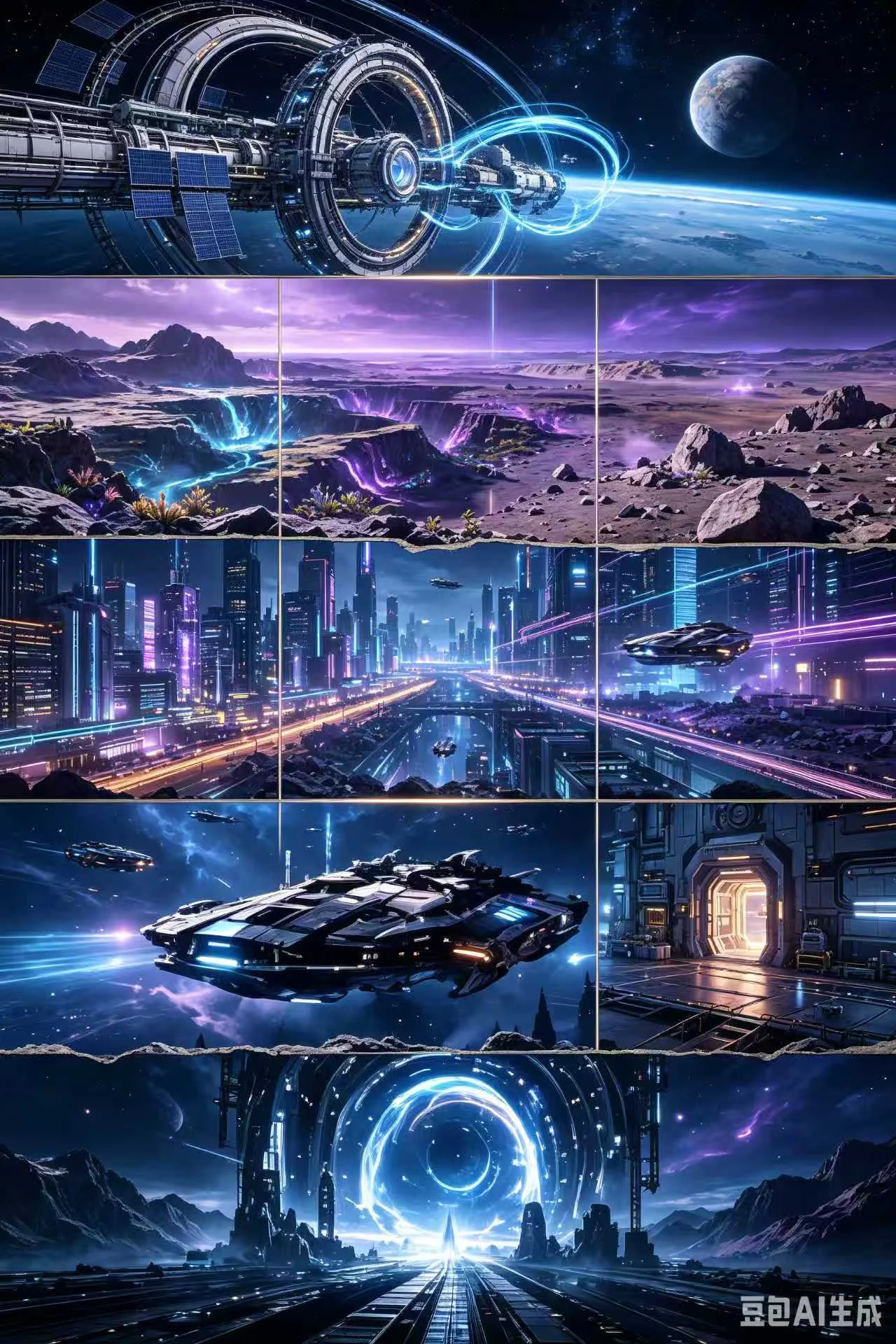 科幻空间（太空站/外星地表/赛博都市/飞船/传送门）