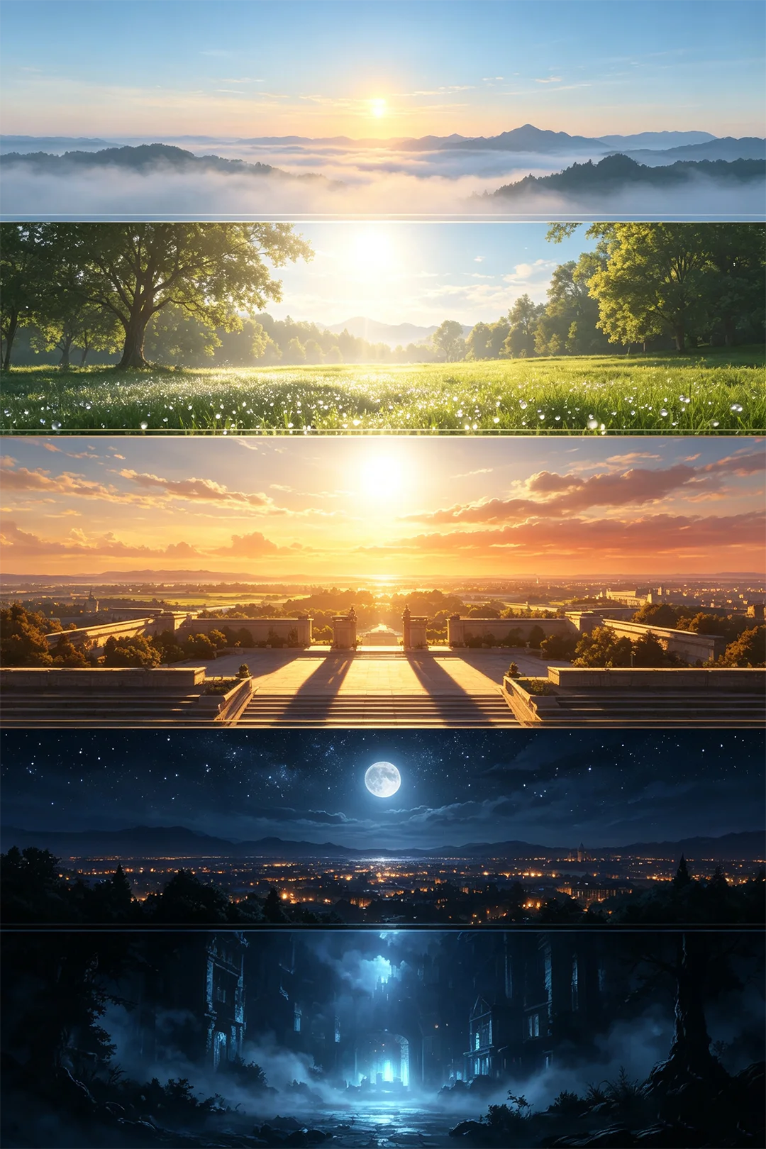 时间（黎明/清晨/正午/黄昏/夜晚/午夜）